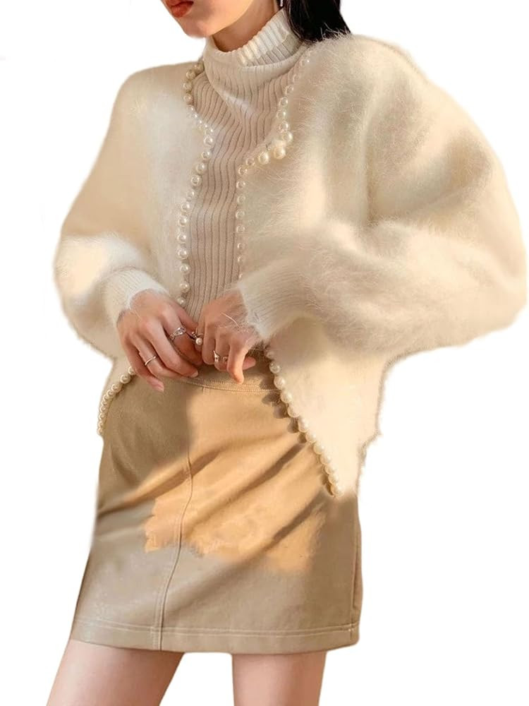 Womens Casual Pearl Cardigan 2025 Spring Elegant Embellished Long Sleeve Lightweight Loose Sweate... | Amazon (US)