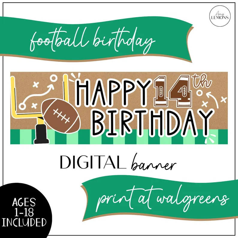 Football Birthday Banner, Editable Canva Template, 1st\u201318th Birthday Party Sign, Football Pa... | Etsy (Global)