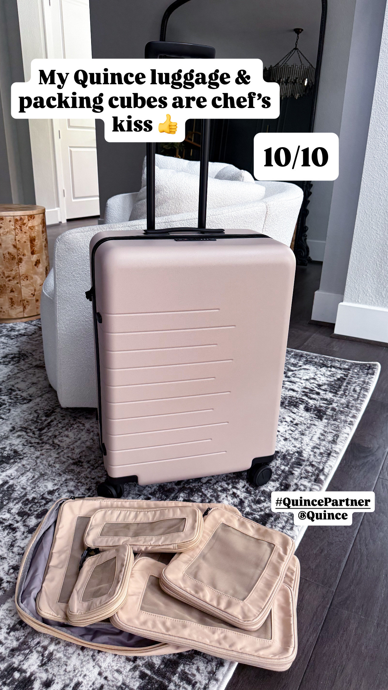 @Quince #QuincePartner Okay… I’m officially never going back 🙌 My new luggage + packing cubes from Quince have completely leveled up how I travel. 

Everything has its place, it’s insanely durable, and the quality feels so high-end 🤍I’m still not over the fact that it’s so much more affordable than other brands (like truly 🤯) but still has all the thoughtful details that make packing + traveling seamless. If you’ve been thinking about upgrading your travel essentials—this is it ✈️✨ 

 

#LTKmomlife #LTKOver40 #LTKTravel