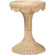 Bali & pari Natala Rattan End Table - Handwoven Wicker Tulip Accent Table, Scalloped Edge Side Ta... | Amazon (US)