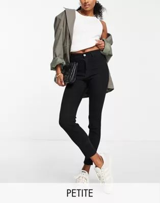 Pull&Bear Petite super skinny high waisted jeans in black | ASOS (Global)