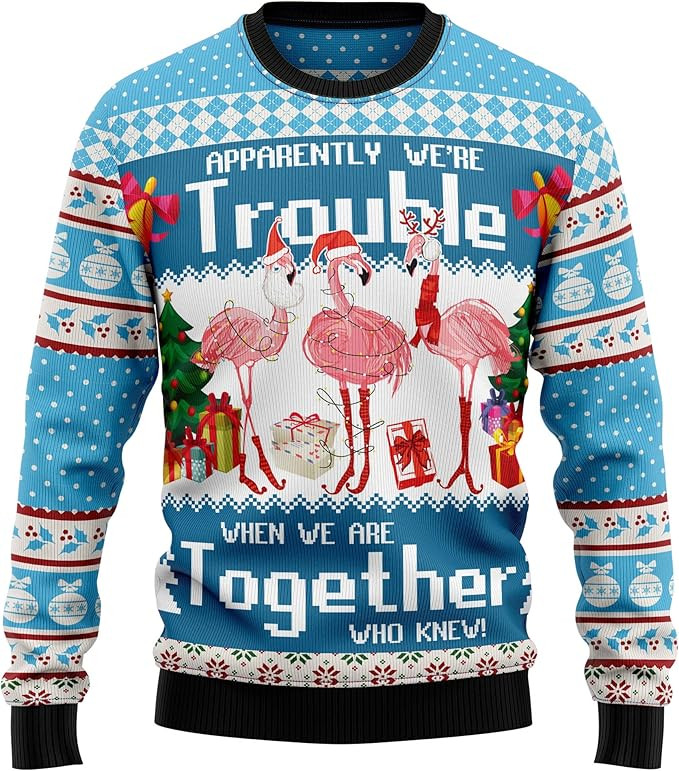 Flamingo Unisex Funny Pullover Sweater Ugly Christmas Sweater For Women Men - Long Sleeve Crewnec... | Amazon (US)