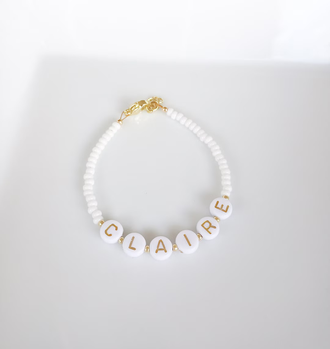 Gold Letter Name Bracelet Baby Bracelet Personalized - Etsy | Etsy (US)
