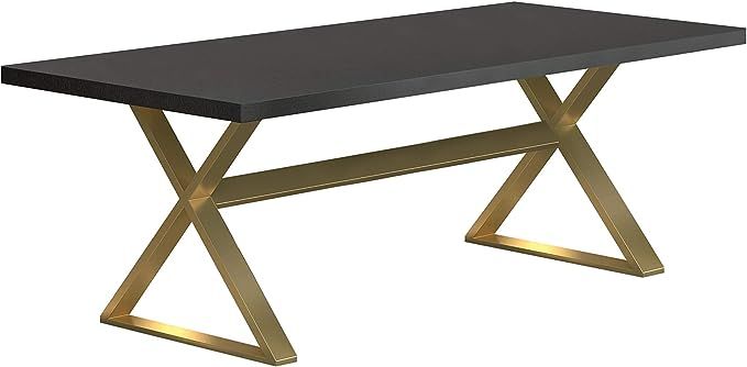 Conway Collection Conway X-Trestle Base Dark Walnut and Aged Gold Dining Table (191991) | Amazon (US)