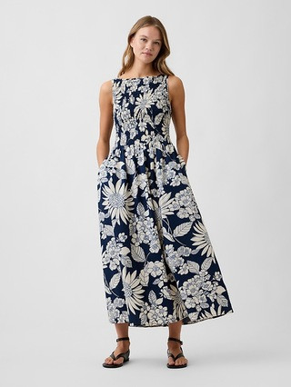 Smocked Boatneck Maxi Dress | Gap Factory