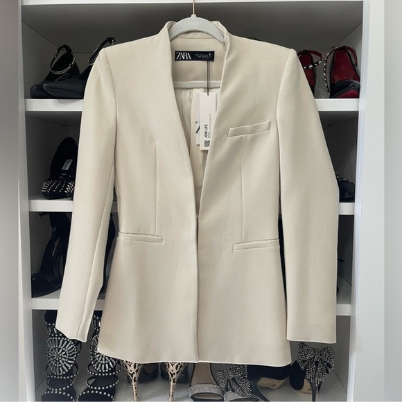 ZARA ROYAL KATE MIDDLETON ECRU LONG WITH INVERTED LAPEL BLAZER  COAT - XS | Poshmark