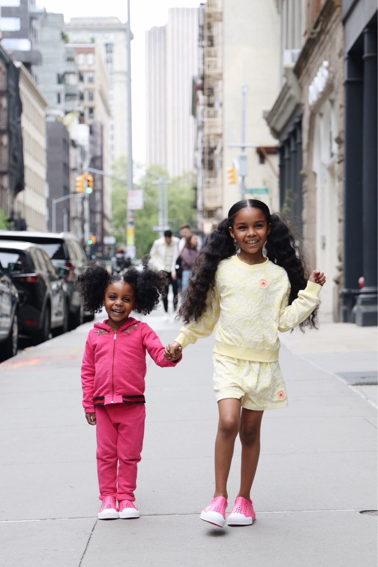 I love the floral jacquard print on Annie’s set so much. They said their shoes are so comfy! True’s sweatsuit is from Gucci. It was a hand me down from Annie, so it’s not in stores anymore.

#LTKkids