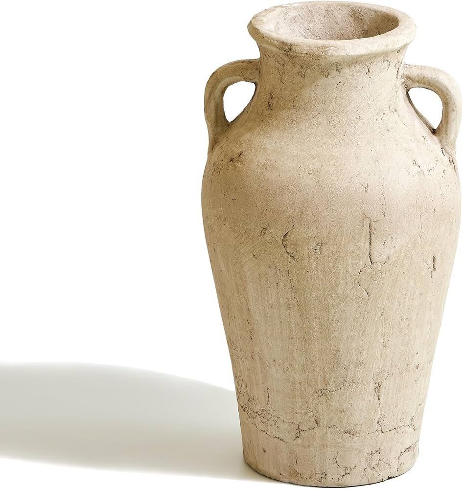 LB2 Rustic Ceramic Vase, 11.8" Tall Zen Style vase, Terra Cotta Pitcher, Distressed Farmhouse Dec... | Amazon (US)
