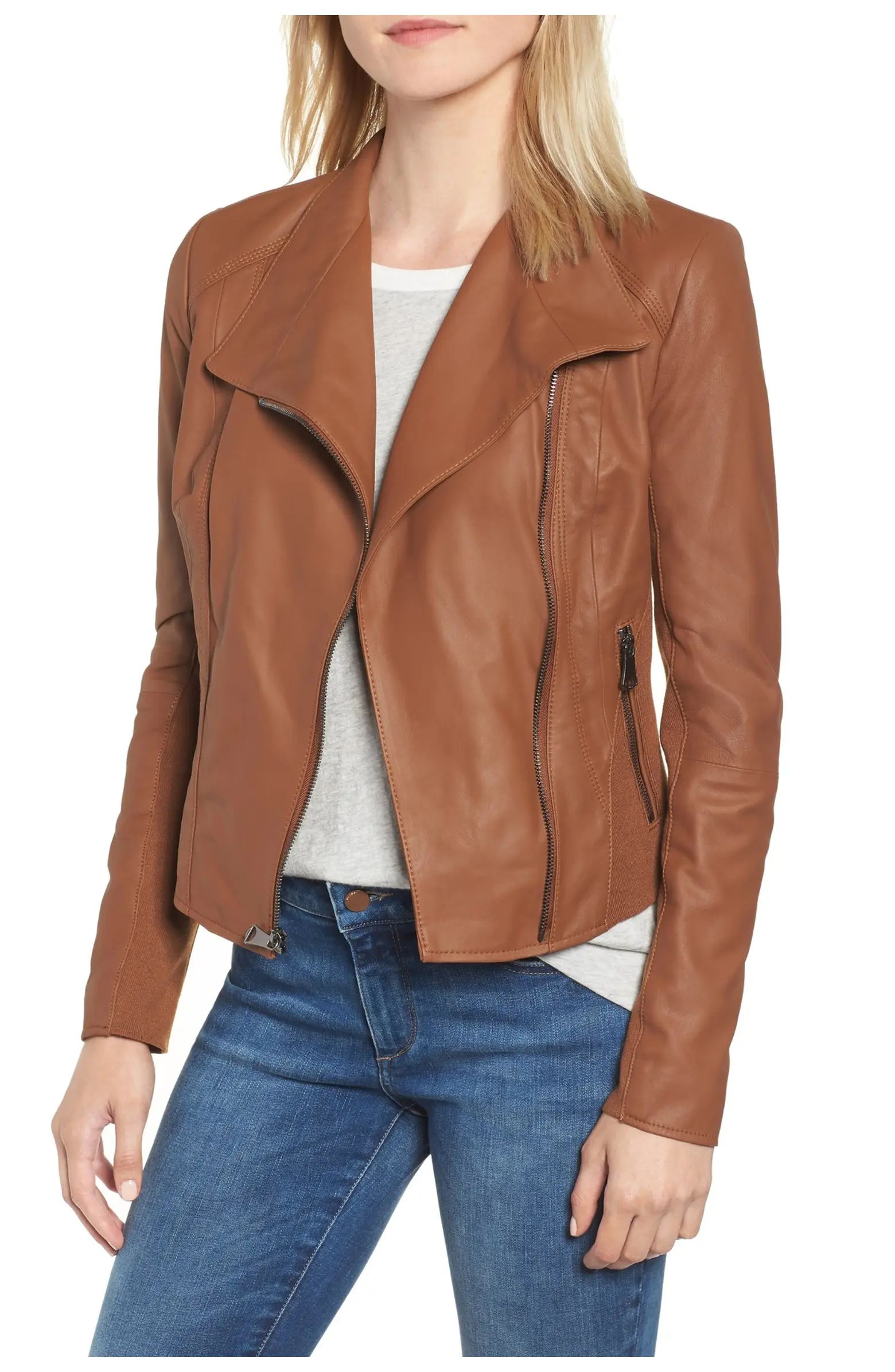 Felix Leather Moto Jacket with Knit Panels | Nordstrom