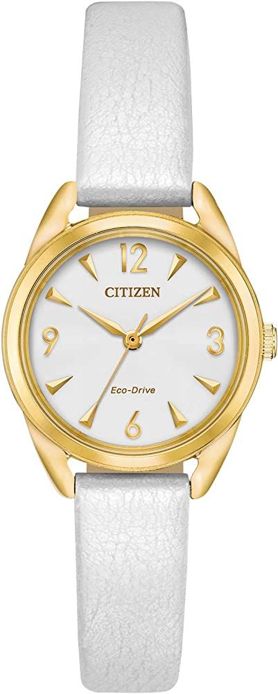 Citizen Eco-Drive Casual Quartz Womens Watch, Stainless Steel with Leather strap, White (Model: E... | Amazon (US)