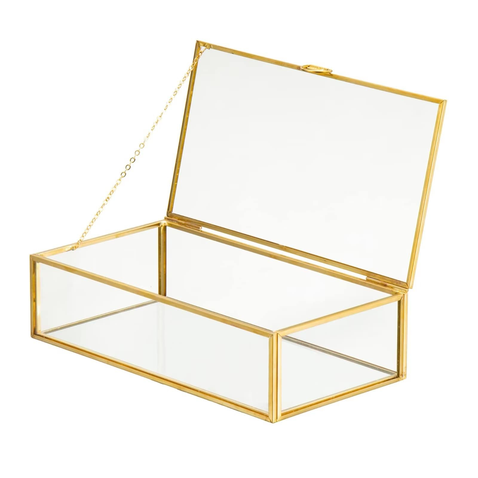 Vintage Glass Jewelry Box Keepsake Box with Hinged Lid, Great for Storage Trinket/Jewelry/Card/Ph... | Amazon (US)