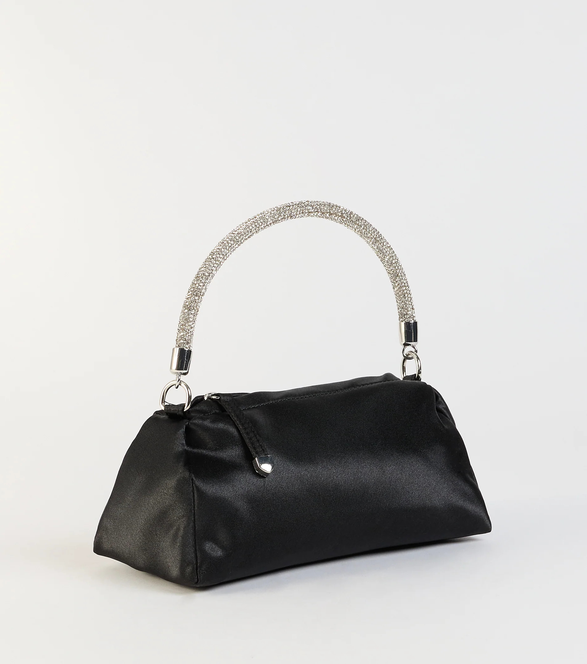 Petite Luxe Rhinestone Handle Satin Bag | Windsor Stores