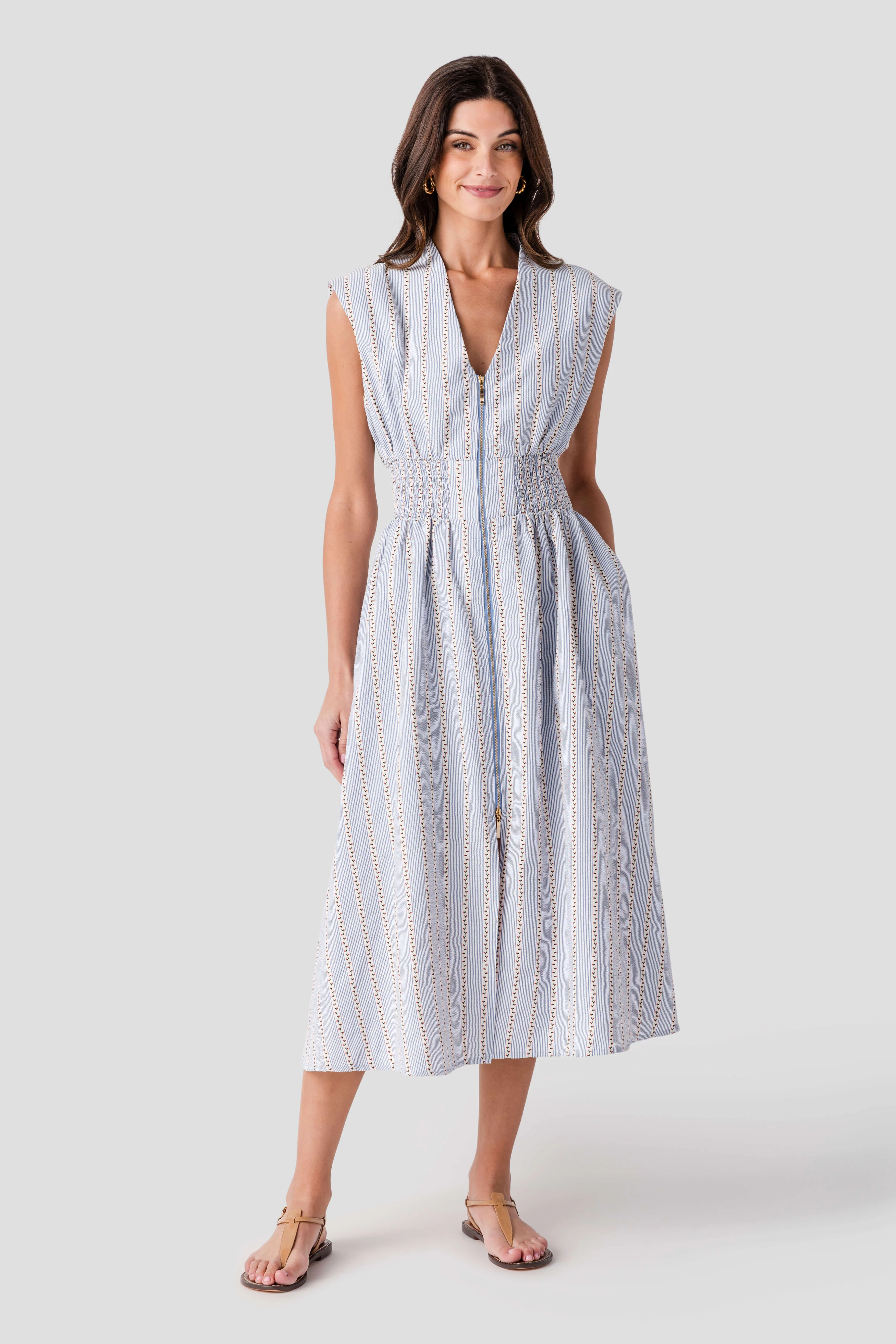 THML Rosette Cinched Waist Midi Dress | Social Threads