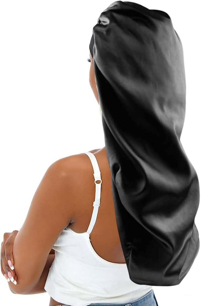 sent hair Extra Long Satin Hair Bonnet for Women, Double-Layer Elastic Night Sleeping Cap with Ti... | Amazon (US)