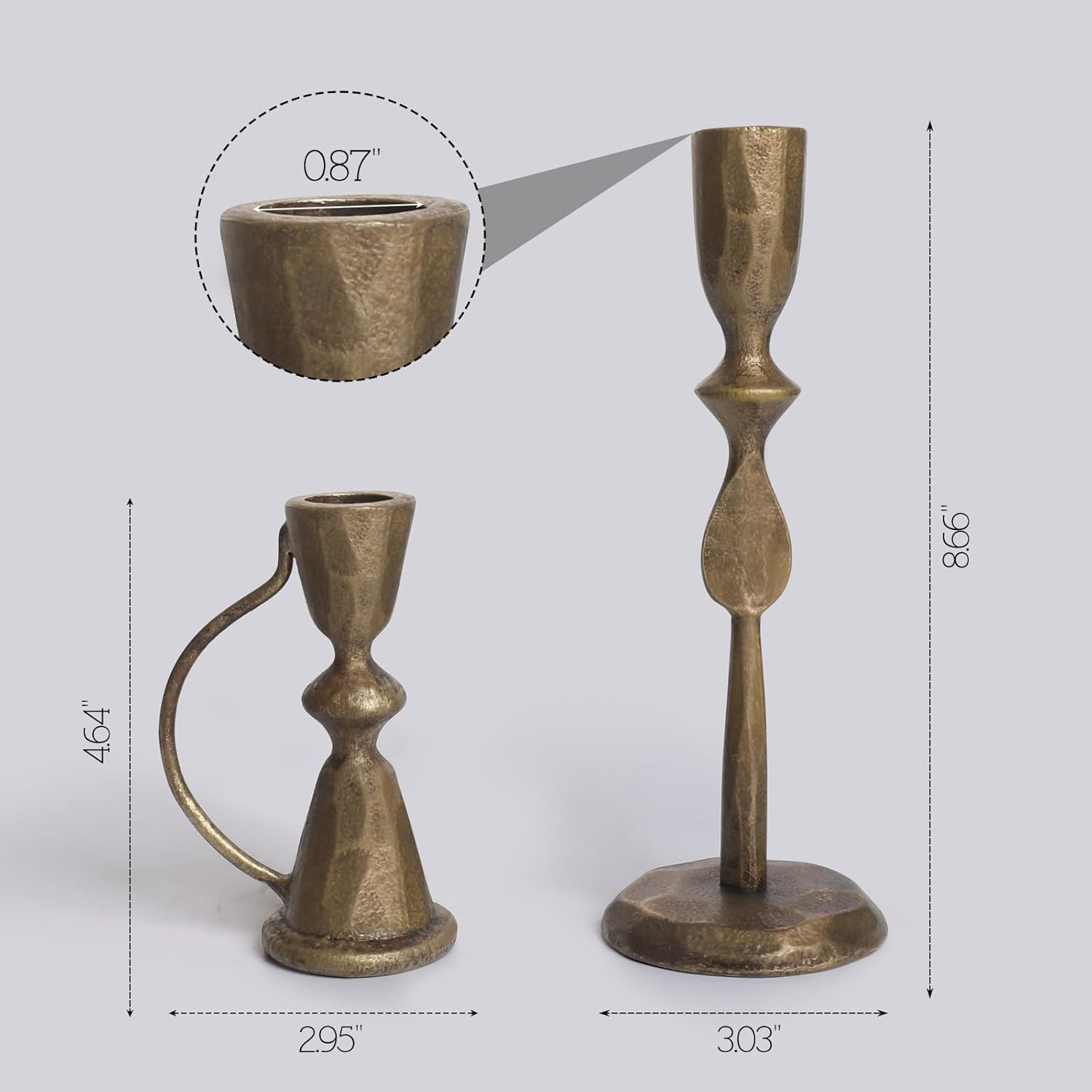 Antique Brass Cast Iron Candle Holders Set of 2 – Vintage Decorative Taper Candlesticks for Tab... | Amazon (US)