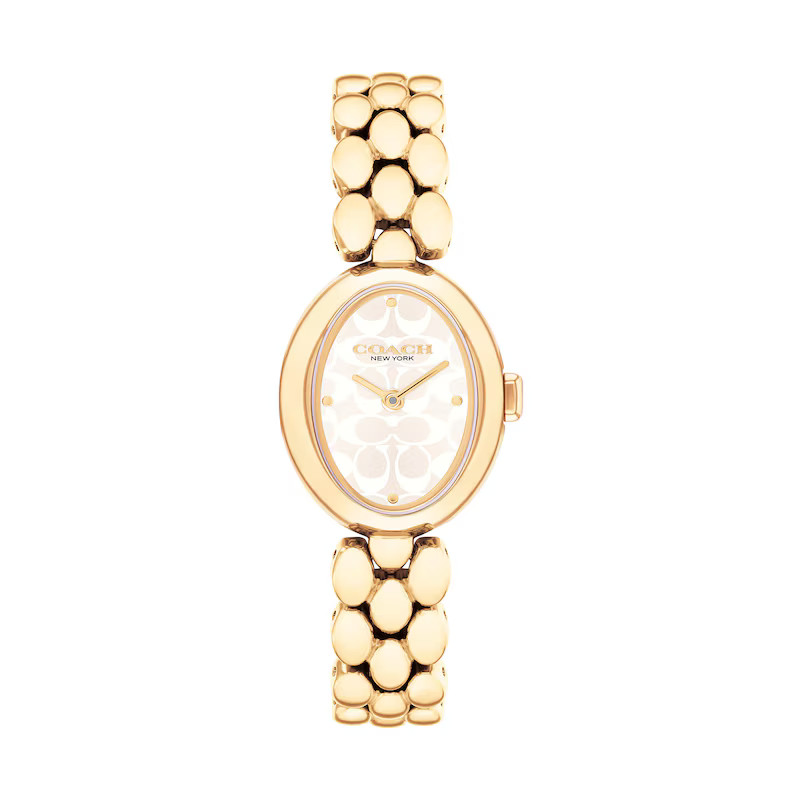 Ladies’ Coach Sammy Gold-Tone IP Watch with Oval White Dial (Model: 14504417) | Zales