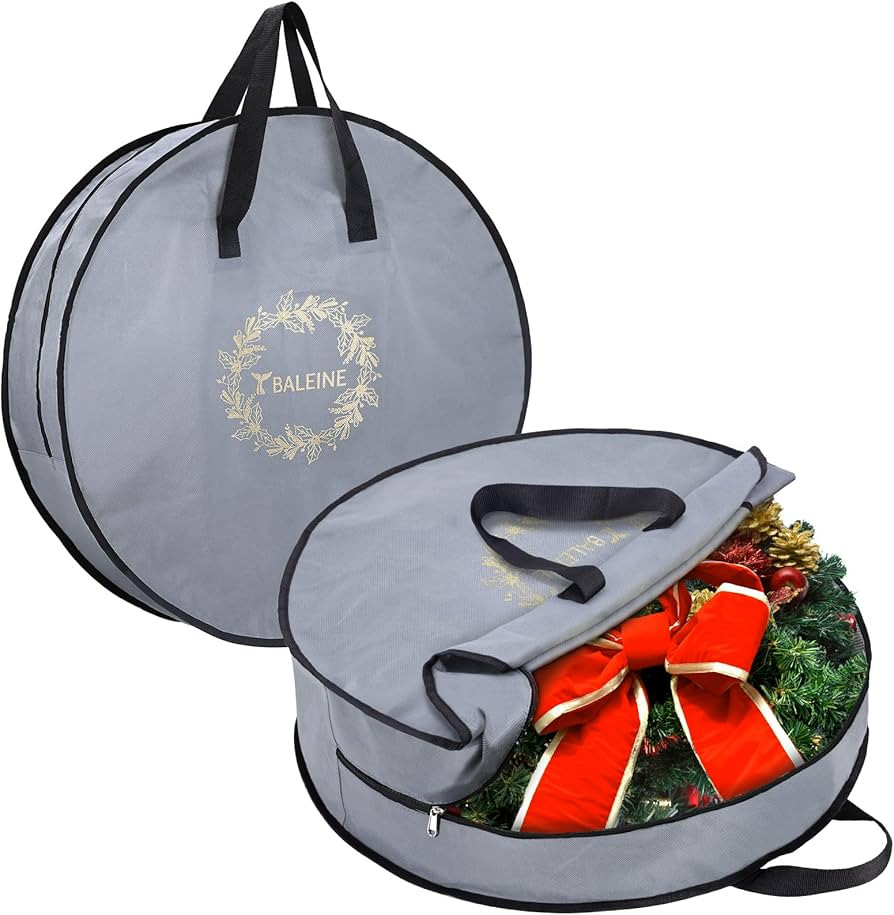 BALEINE 2 Pack Wreath Storage Container, Christmas Wreath Storage Bag with Reinforced Handle for ... | Amazon (US)