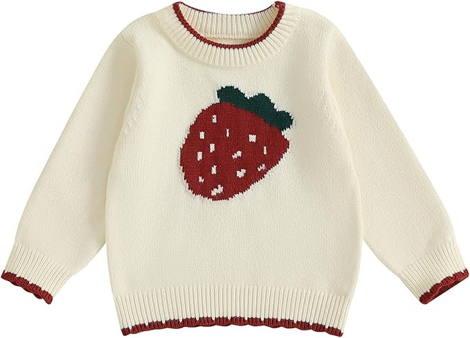 Baby Girl Sweater Strawberry Knit Sweater Baby Girl Fall Winter Clothes Kawaii Sweater Cute Tops | Amazon (US)