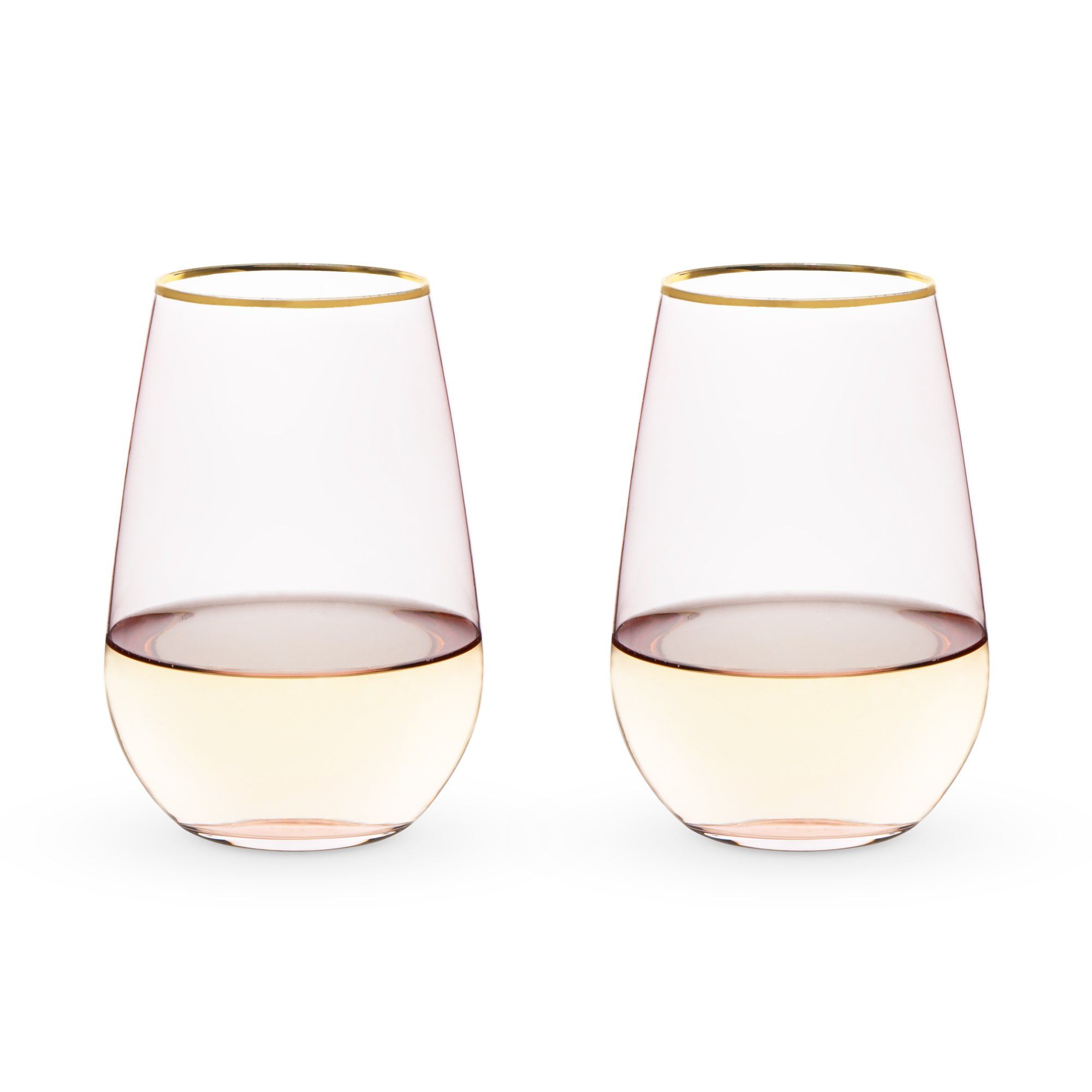 Garden Party: Rose Crystal Stemless Wine Glass Set by Twine | Walmart (US)