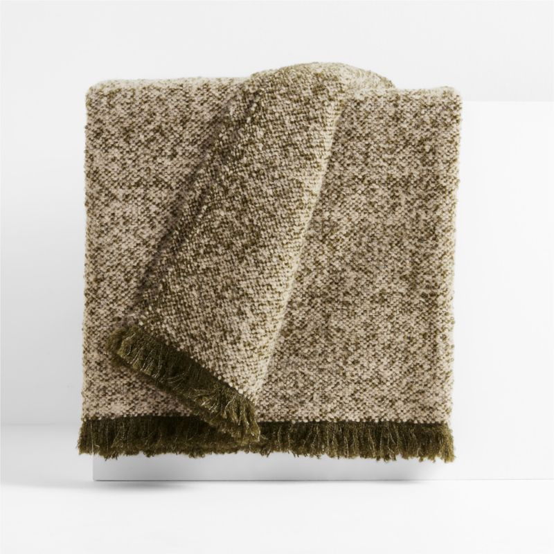 Livable Luxe 70"x55" Melange Alpaca Fringe Green Throw Blanket by Brigette Romanek | Crate & Barr... | Crate & Barrel