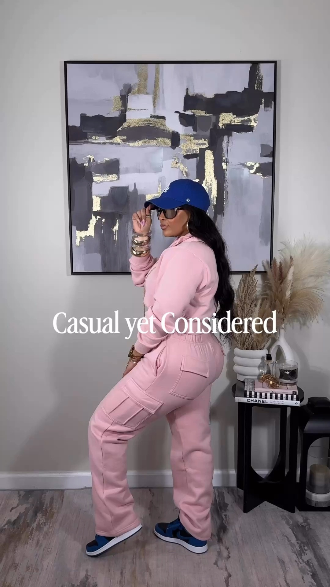 A two piece set will always hate to see me coming!! Think of your set as a base, the magic is in the styling. Think color contrasting, statement assecoties and if feasible, layer a coat ot jacket on top! 
Sets: Medium(TTS)