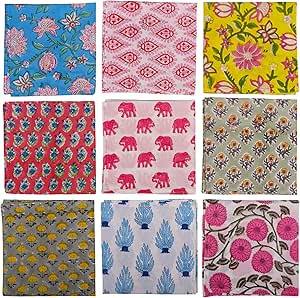 DIYANAIMPEX 10 Pc Cotton Cloth Napkins Hand Block Print Hand Made Size 16x16 Inch Printed Home De... | Amazon (US)