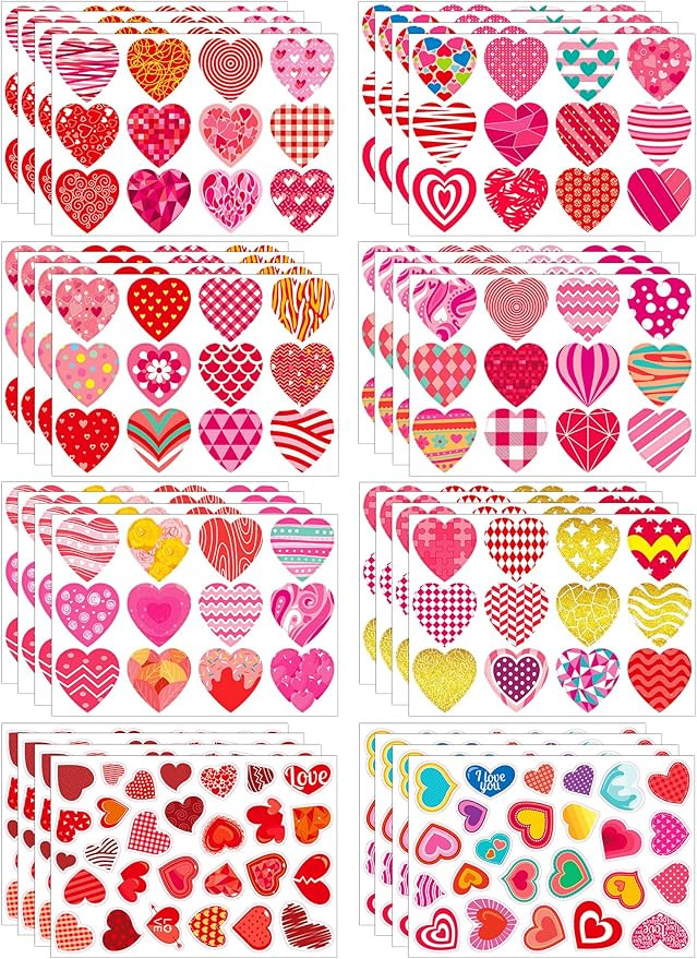 Valentines Stickers, 32 Sheets Cute Heart Stickers, Valentines Day Sticker for Kids, Class Gifts ... | Amazon (US)