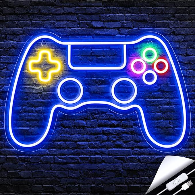 Kavaas Game Controller Neon Sign for Room Decor - for Teen Boy, LED Wall decor - Best Gamer Gifts... | Amazon (US)