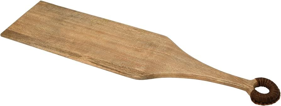Creative Co-Op Mango Wood Cutting Board with Braided Leather Handle, 28" L x 7" W | Amazon (US)