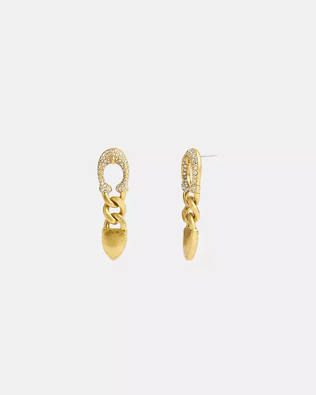 Pavé Signature Buckle Chain Earrings | Coach (US)