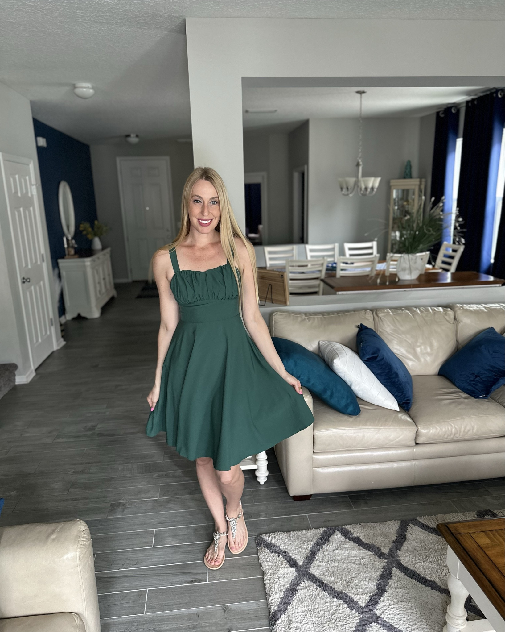 
Dark green sun dress
🖤 the color is so rich and beautiful but it comes in several colors 
🖤I love the fit of this dress and it’s a perfect wedding guest dress
🖤 wearing size small, fits true to size and I am 5’10”

#LTKFindsUnder50 #LTKStyleTip #LTKWedding