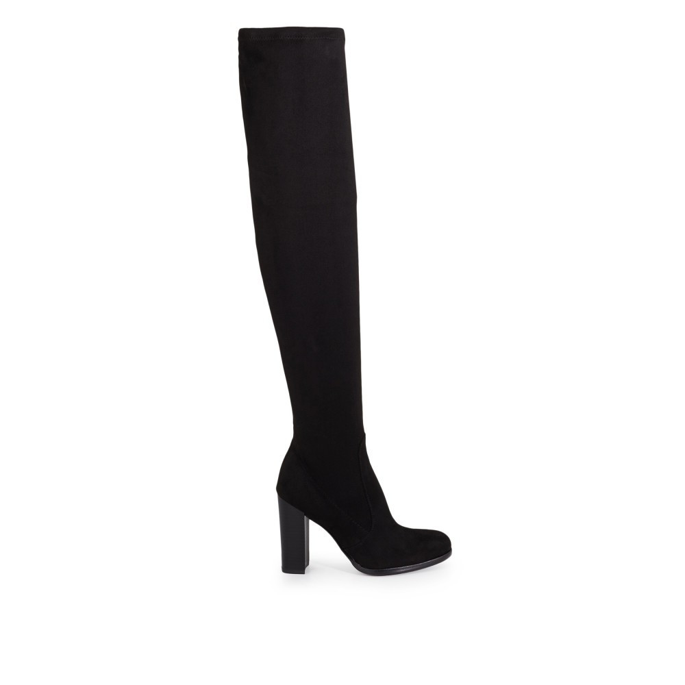 Sam Edelman Vena Heeled Over-the-Knee Boot Black Stretch Suede | Sam Edelman