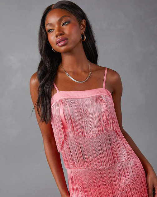 Erini Fringe Crop Tank - Pink | VICI