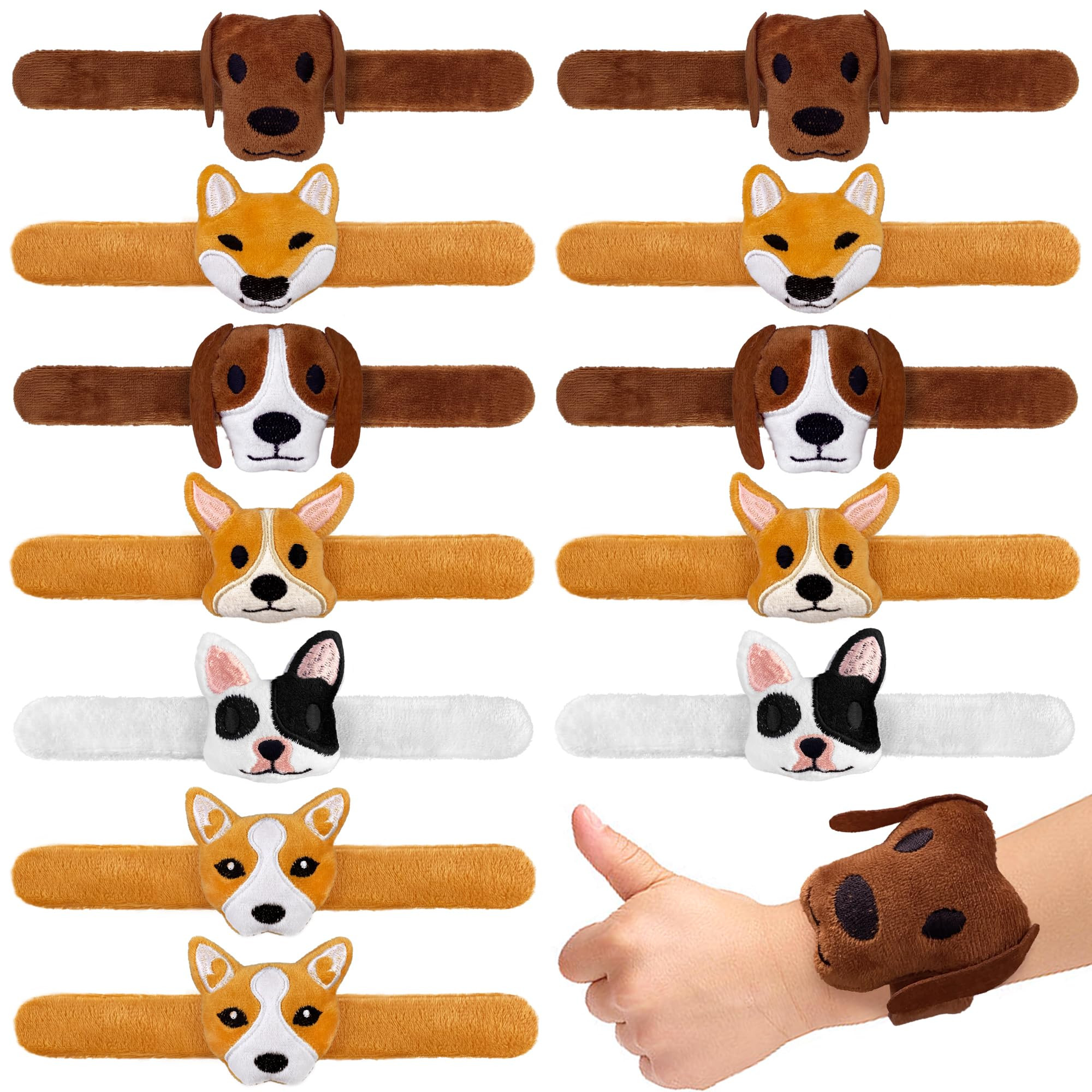 12 PCS Stuffed Dog Animal Slap Bracelets Plush Animal Slap Bracelets Cute Wrist Slap Band Toy Wri... | Amazon (US)