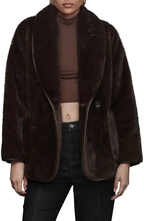 Avec Les Filles Shawl Collar Faux Fur Jacket in Espresso at Nordstrom, Size Medium | Nordstrom