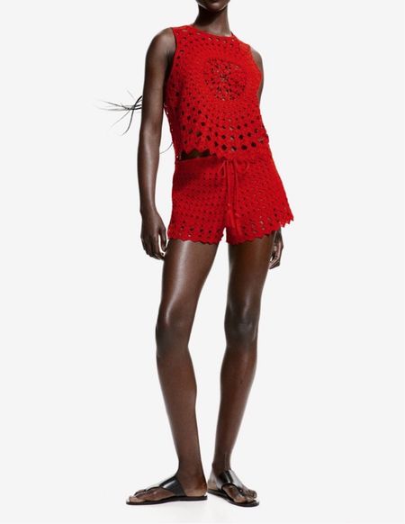 Red crochet tank top and shorts matching set - whole set is $40! 

#LTKfindsunder50 #LTKstyletip #LTKSeasonal