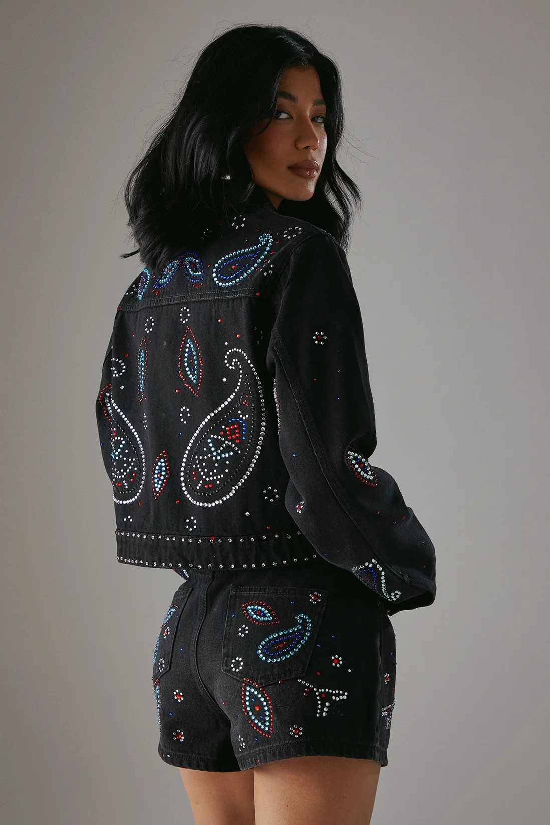 Shorts | Paisley Embellished Denim Hot Pant Shorts | Warehouse | Debenhams UK