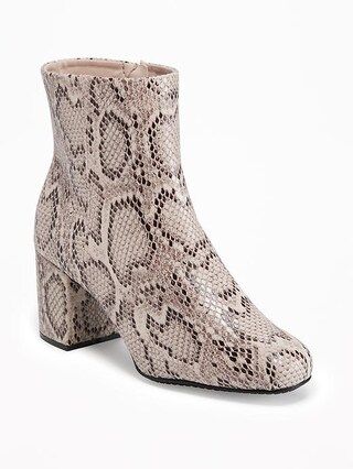 Snakeskin-Print Ankle Boots for Women | Old Navy US