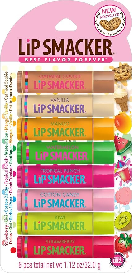 Lip Smacker Original & Best Holiday Flavored Lip Balm Party Pack, Oatmeal Cookie, Vanilla, Mango,... | Amazon (US)