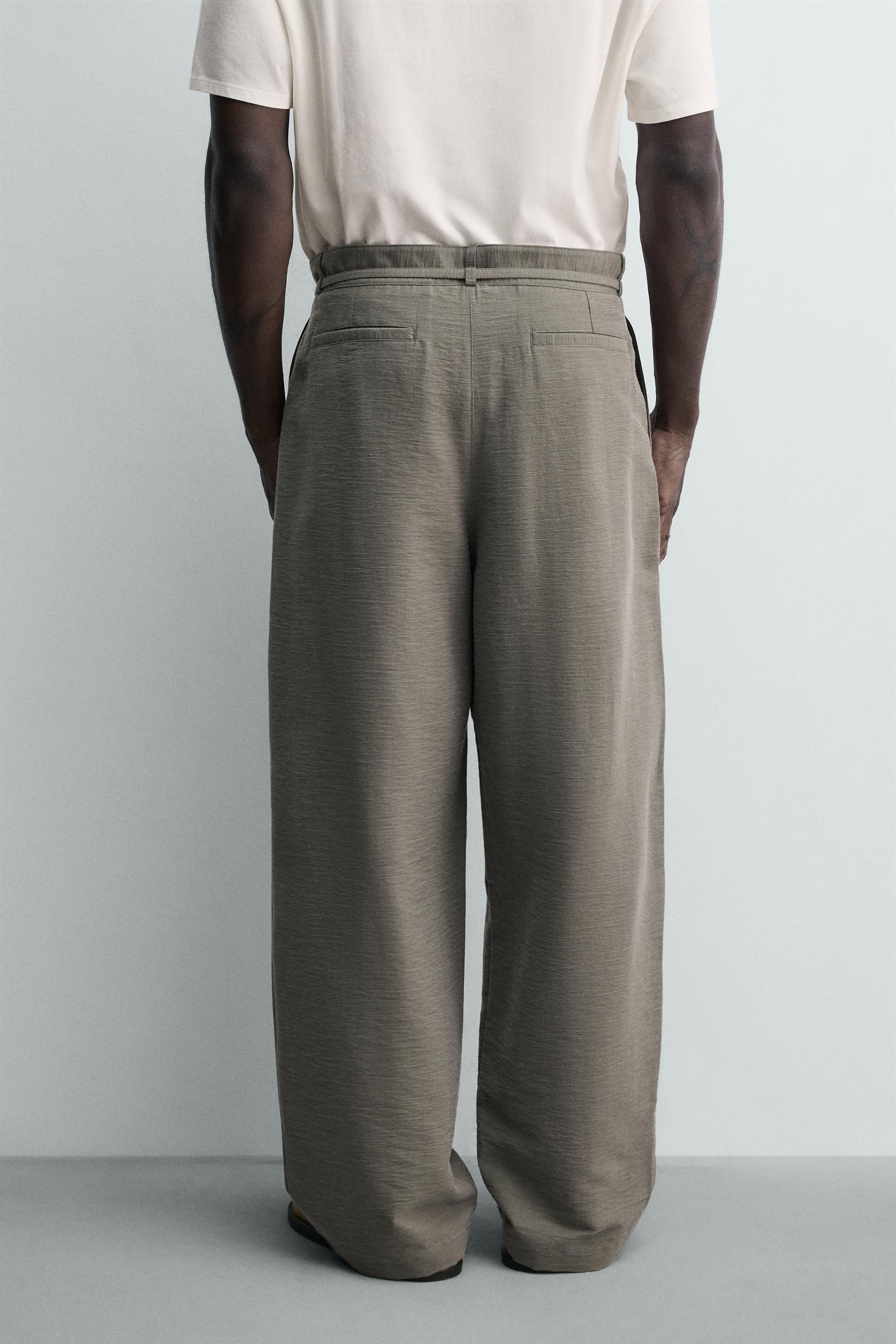 BALLOON FIT PLEATED BELTED PANTS | Zara US