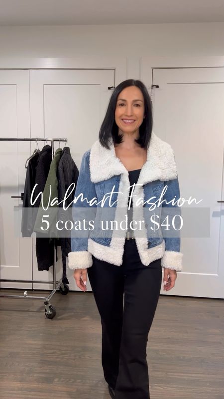 5 Fall Coat Trends @walmart 💕🧥#ad The season’s cozy, chic coats, each one under $40! Which is your favorite? My straight leg jeans and fitted mock neck are also from #walmart! 

1- Denim with sherpa trim: love this slightly boxy shape and shawl collar paired with an all black outfit. 
2- Long lined sherpa: super versatile and oh so cozy Sherpa texture! 
3- Quilted belted coat: pockets, great casual option looks great with denim and activewear.  
4- Faux leather bomber jacket: the perfect going out light layer or so cute with a hoodie underneath! 
5- Nylon Shacket: love this in olive green paired with activewear, great with denim too, also comes in black and blush. 

#walmartpartner #fallcoats #sherpacoat #coattrend #styleover40 #walmartfashion 


#LTKfindsunder50 #LTKSeasonal #LTKover40