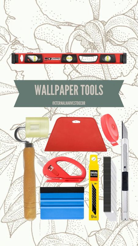 Here are the tools you are going to want before you start hanging wallpaper. The major key to success is always having a sharp exacto knife blade. 

#LTKhome #LTKunder50