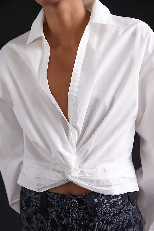 Twist-Front V-Neck Blouse | Anthropologie (US)