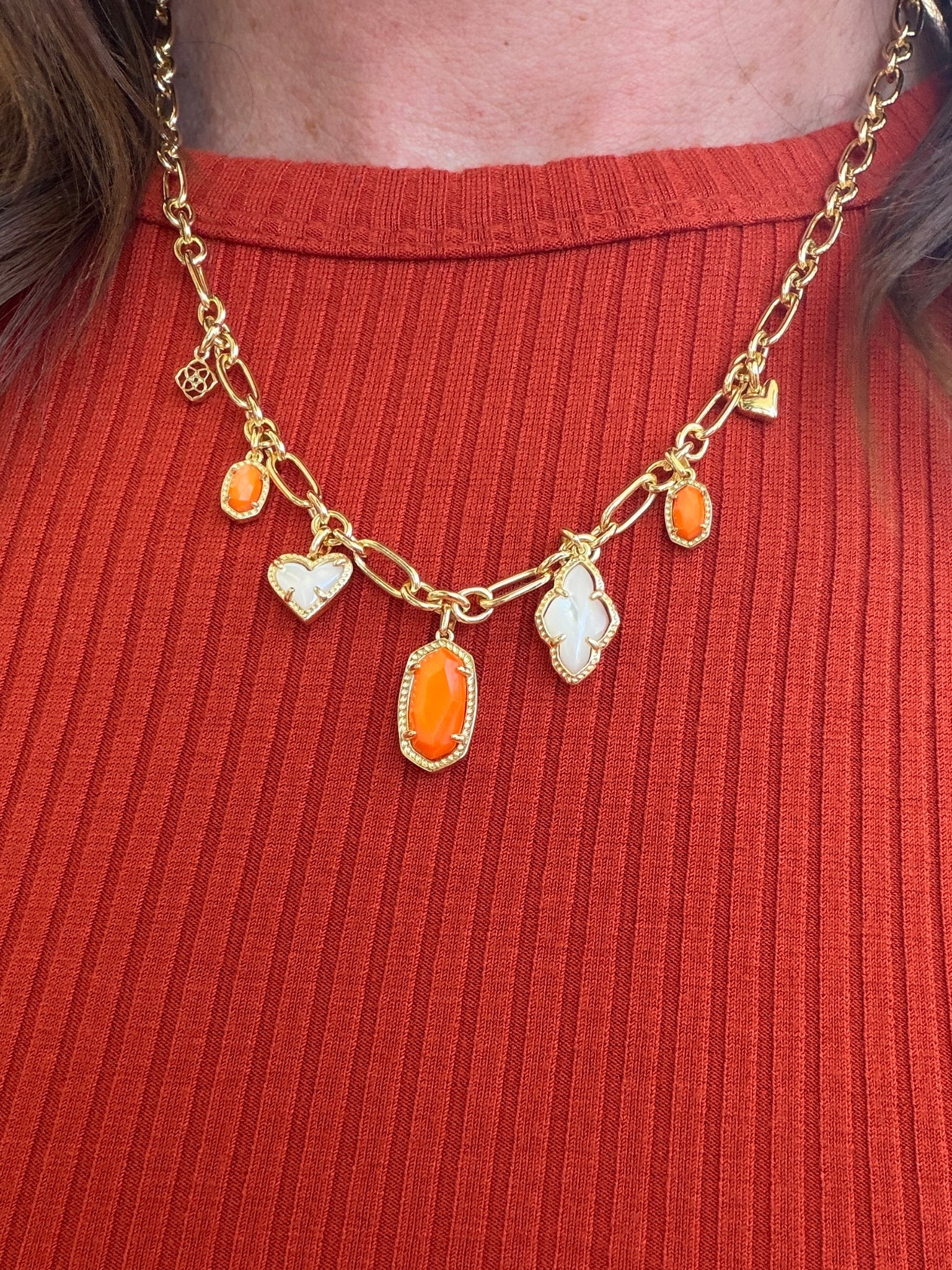 Customizable charm necklace. You can pick the metal in the color of each stone. A great way to add a pop-up color and a signature detailed to your look. ￼

#LTKSeasonal