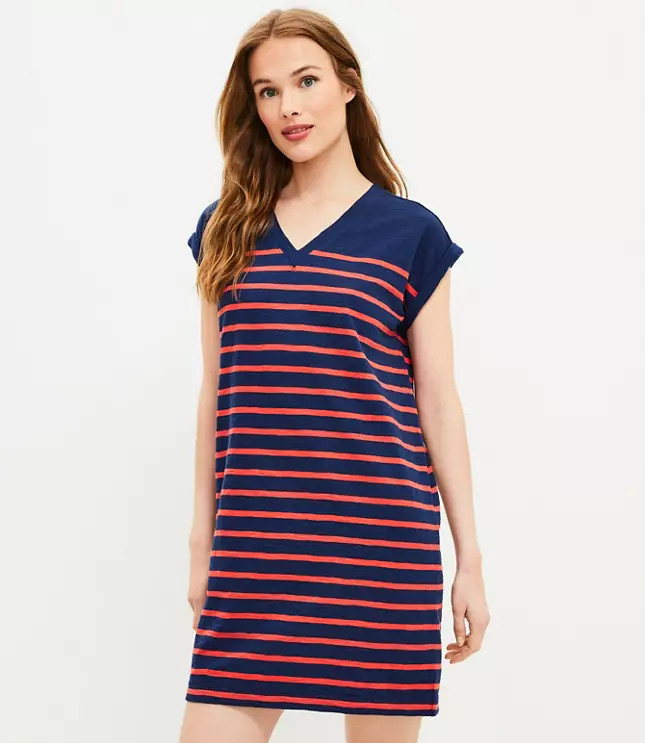 Lou & Grey Striped Softserve Slub Tee Dress | LOFT