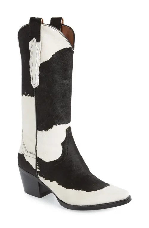 Jeffrey Campbell Dagget Genuine Calf Hair Western Boot in Brown White Cow Print at Nordstrom, Size 6 | Nordstrom