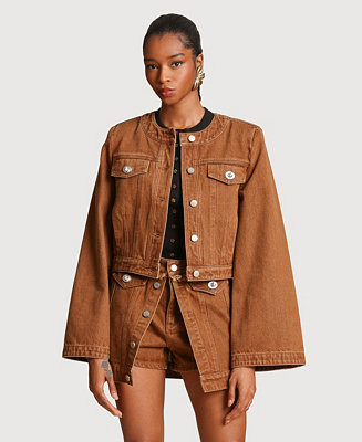 Flare Sleeve Cropped Denim Jacket | Macy's