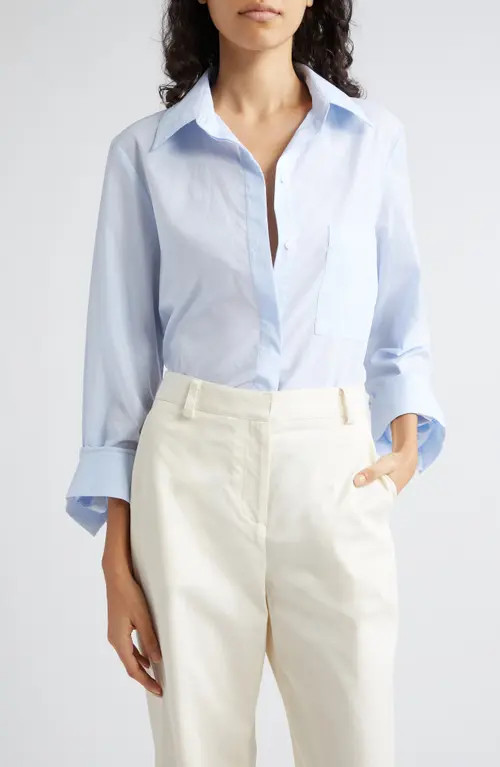 TWP Boyfriend Button-Up Shirt in Baby Blue at Nordstrom, Size Large | Nordstrom