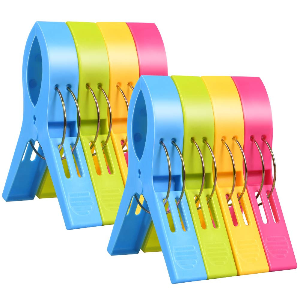 URAQT Beach Towel Clips, 8 Pcs Large Laundry Clip Towel Pegs, Bright Color Plastic Quilt Clips fo... | Amazon (UK)