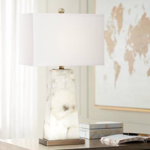Beaumont White Alabaster Table Lamp with Night Light - #66E01 | Lamps Plus | Lamps Plus